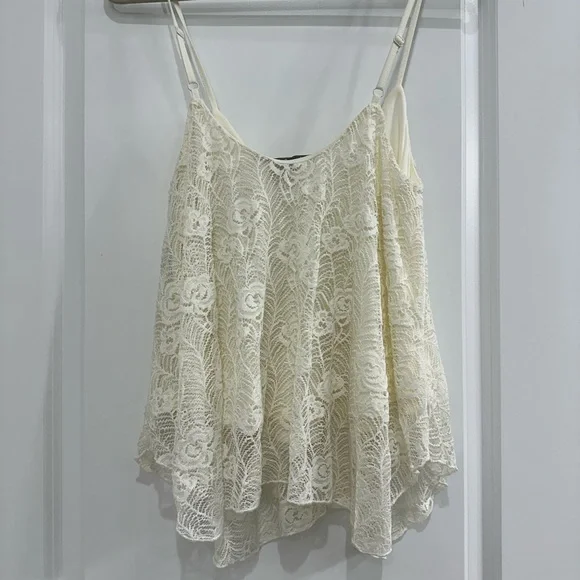American Rag Cream Asymmetrical Ruffled Camisole tank top Large - Picture 5 of 5